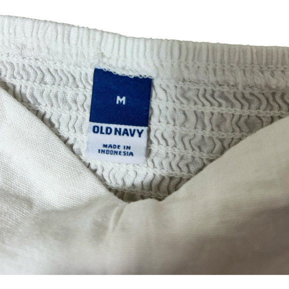 Old Navy White Bustier Linen Blend Tank Top Sz M Smocked Back Blouse New - Picture 5 of 7